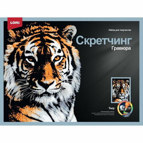 Скретчинг, гравюра 30 x 40 см "Животные. Мудрый тигр"