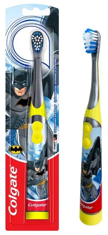 Колгейт Бэтмен / Colgate Batman Детская Электрическая зубная щетка с мягкими щетинками для мальчиков, серая