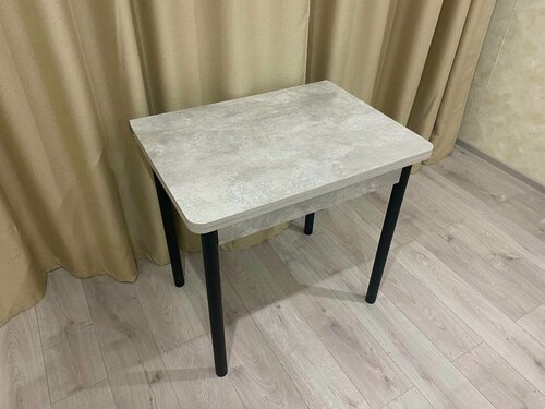 Изображение товара Стол обеденный раздвижной 80 см на 60(120) см серый с черными ножками