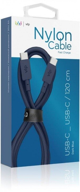 Дата-кабель VLP Nylon Cable USB C - USB C, 1.2м, темно-синий - фото №5