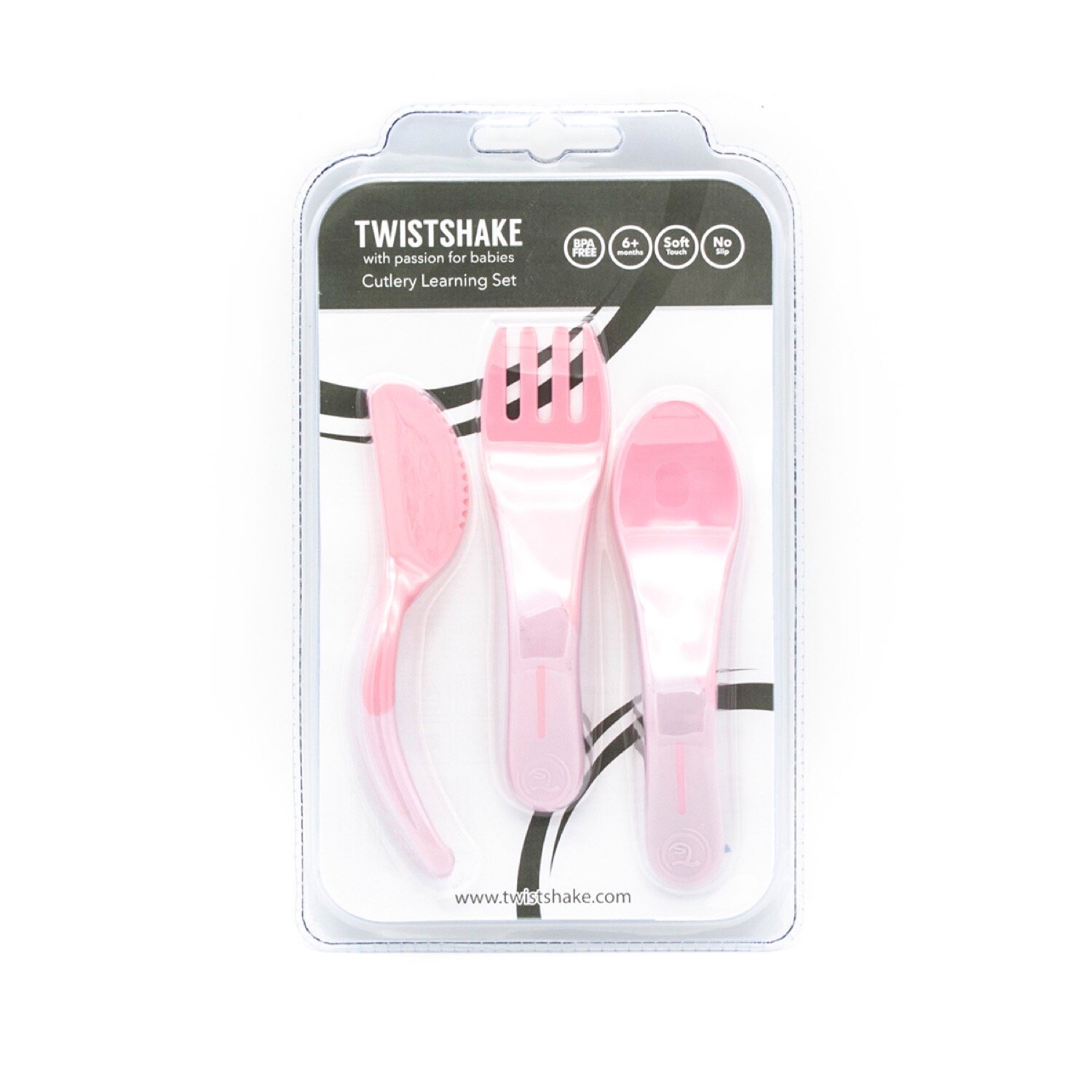 Набор приборов Twistshake (ложка+вилка+ножик) розовый - фото №4