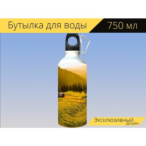 фото Бутылка фляга для воды "германия, альпы, обои на стену" 750 мл. с карабином и принтом lotsprints