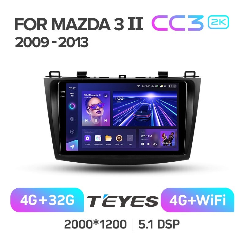 Магнитола Mazda 3 BL 2009-2013 Teyes CC3 2k 4/32 ANDROID 8-ми ядерный процессор, QLED экран, DSP, 4G модем