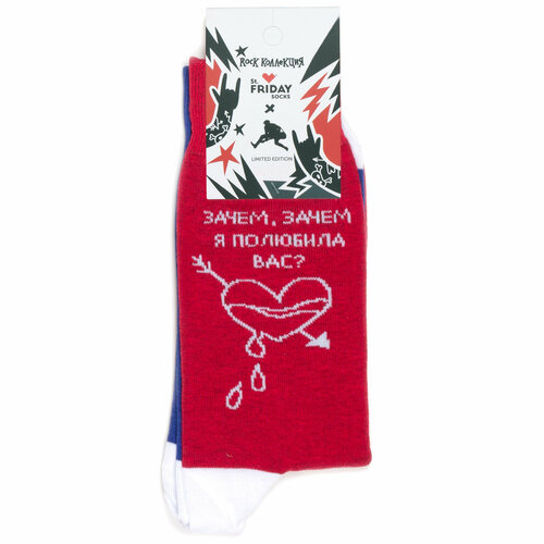 фото Носки st. friday, размер 38-41, красный, белый, синий