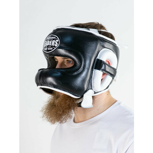 Шлем боксерский LEADERS LS с бамперной защитой (кожа, черный) L/XL шлем met downtown серый m l 58 61см