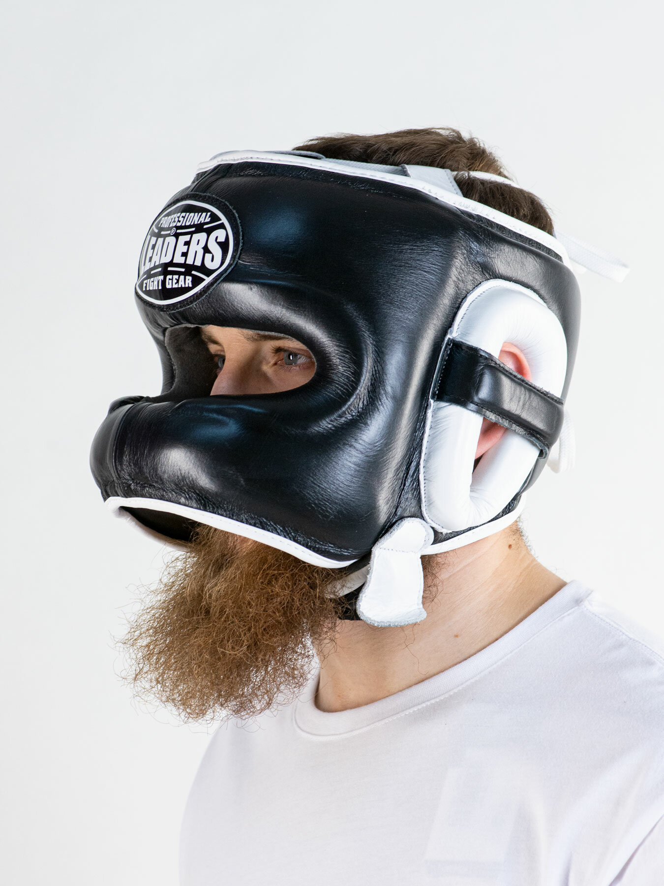Шлем боксерский LEADERS LS с бамперной защитой (кожа, черный) S/M