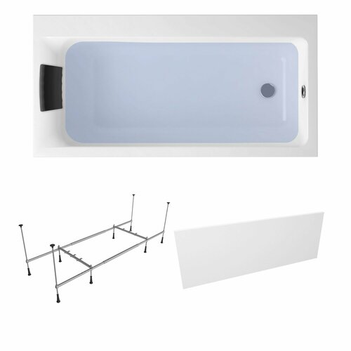 Акриловая ванна 160х80 см Lavinia Boho Catani набор 4 в 1 S2-371216PR: ассиметричная ванна (правый разворот), каркас, подголовник, лицевой экран