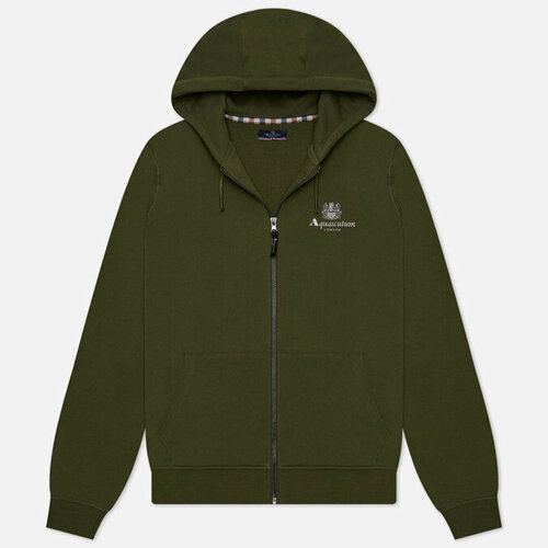 Толстовка Aquascutum active small logo full zip hoodie fleece, силуэт прямой, размер l, зеленый