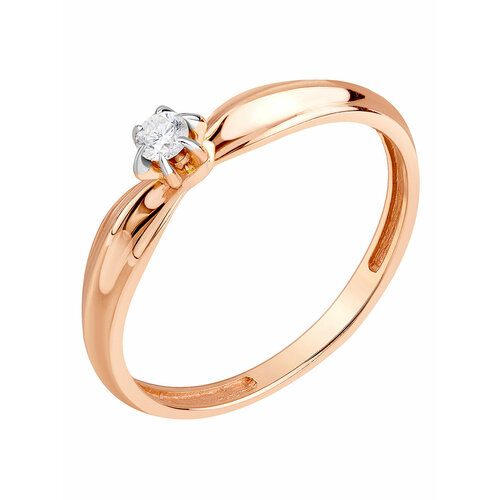 Кольцо помолвочное АМБЕР, белое золото, 585 проба, бриллиант, размер 17-18, красный, белый