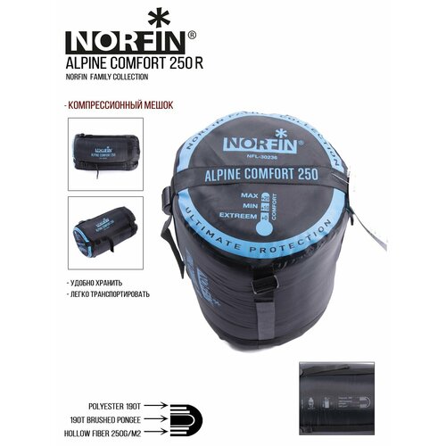 Спальный мешок-одеяло Norfin ALPINE COMFORT 250 R NFL-30237 4505₽