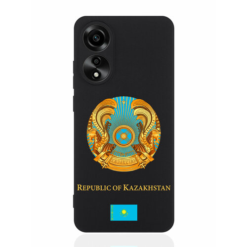 Черный силиконовый чехол SignumCase для Oppo A78 4G Герб Казахстана черный силиконовый чехол signumcase для oppo a58 4g золотой герб казахстана