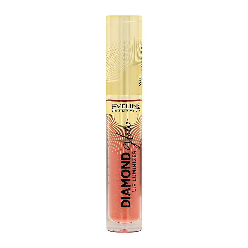 Блеск для губ `EVELINE` DIAMOND GLOW с гиалуроновой кислотой, тон 04 raspberry sorbet