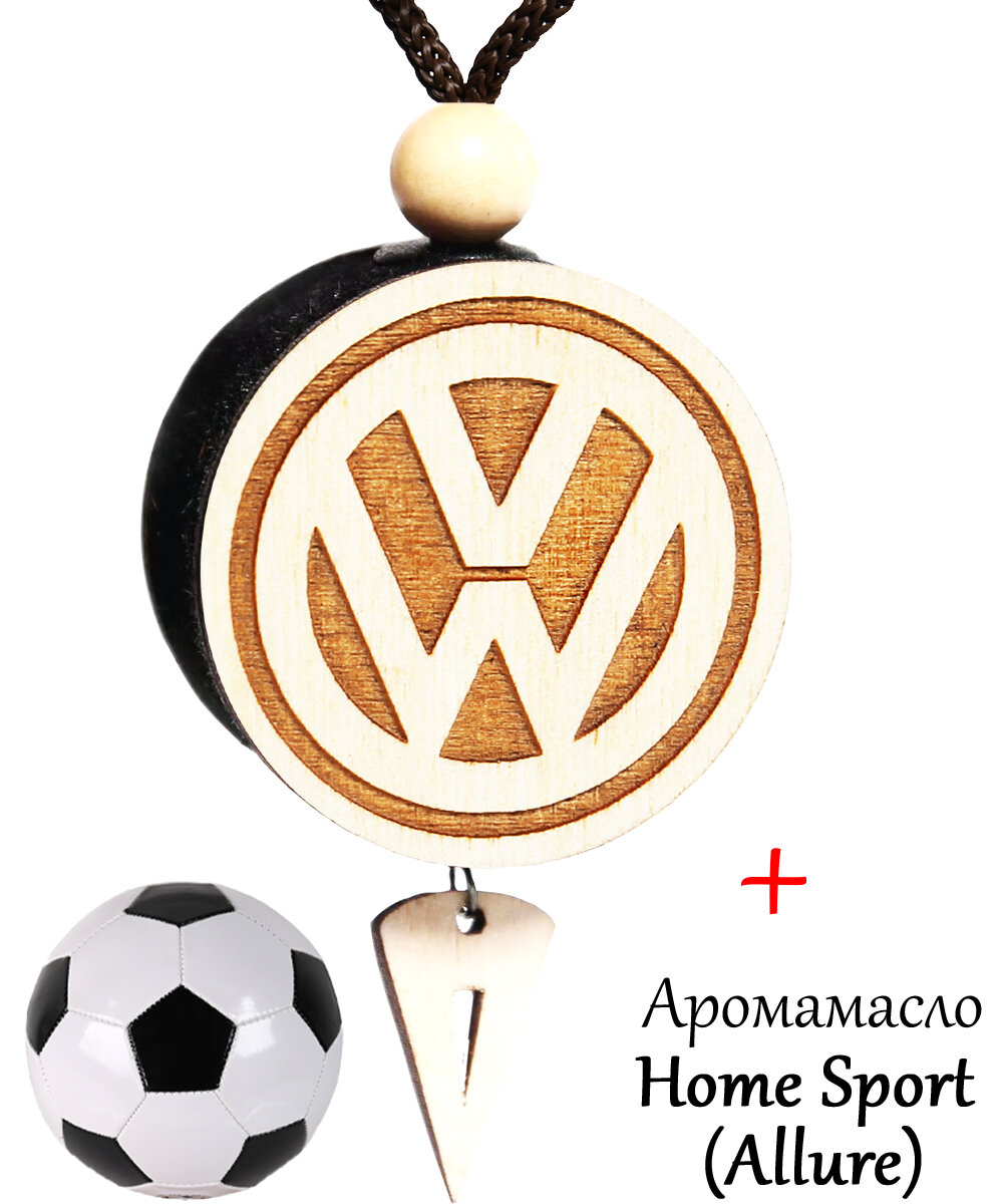Ароматизатор (вонючка, пахучка в авто) в машину (освежитель воздуха в автомобиль), диск 3D белое дерево Volkswagen, аромат №101 Home Sport (Allure)