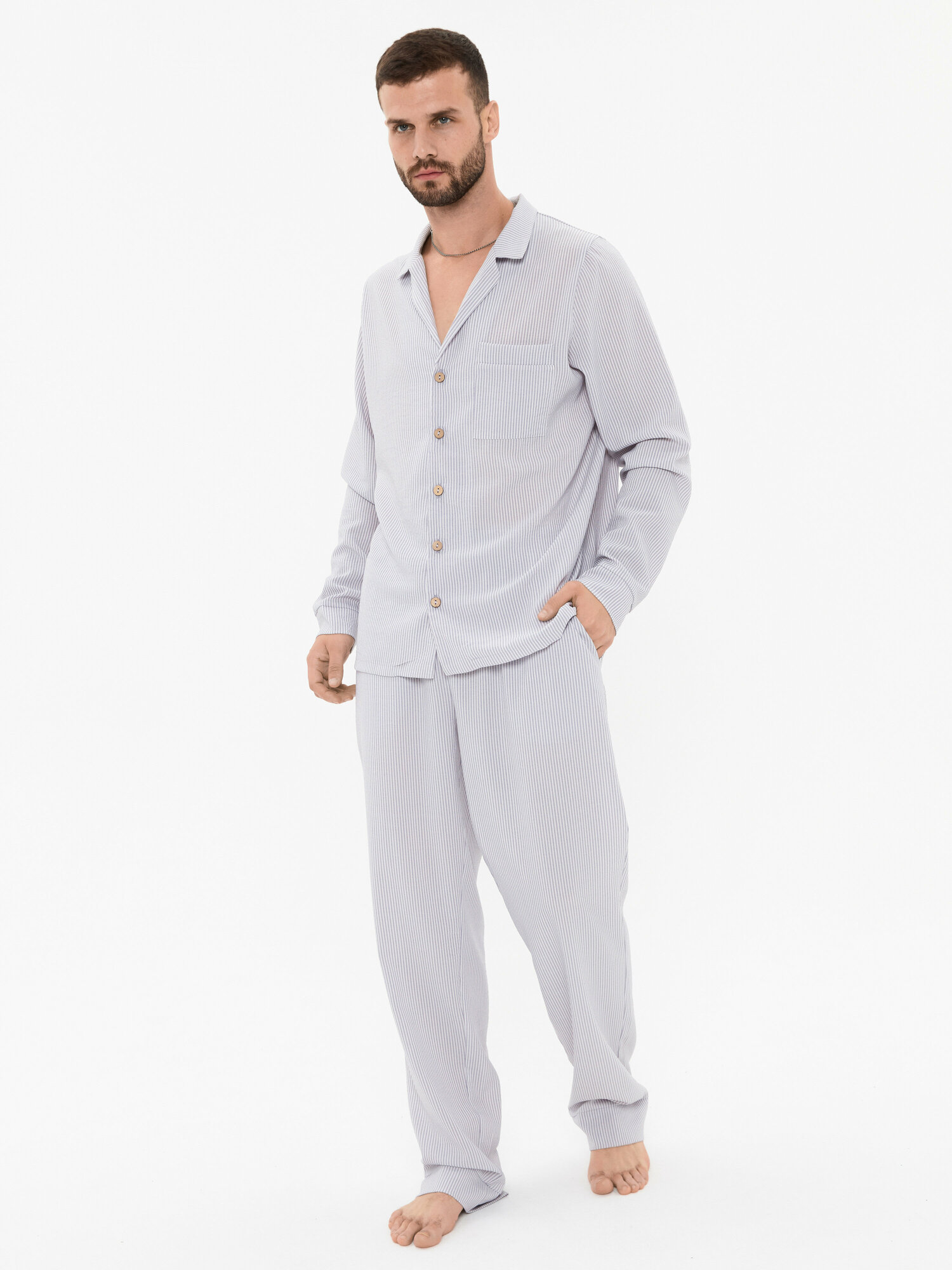 Пижама мужская DINTIME, XL, лавандово-серый - фотография № 1