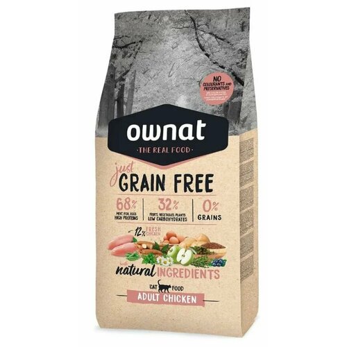 Ownat Adult Chicken Корм сухой беззерновой для кошек, с курицей, 1 кг