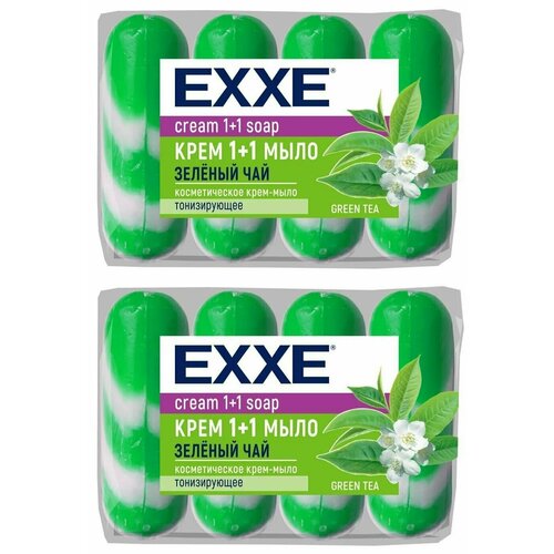 EXXE Крем-мыло туалетное 1+1 Зеленый чай, 4 х 90 г, Экопак, 2 уп