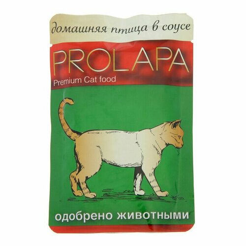 Корм влажный Prolapa Premium для кошек, домашняя птица в соусе, 26шт х 100г.