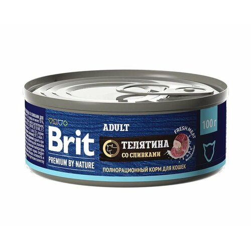 Brit Premium by Nature 0,1кг с мясом телятины со сливками консервы для кошек 12шт/1уп