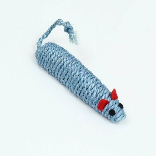 Игрушка сизалевая Пижон длинная мышь, 14,5 см, синяя пижон игрушка мышь на пружине 22 х 13 см
