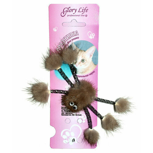 Glory Life "Паук из норки" мягкая игрушка для кошек с мехом норки