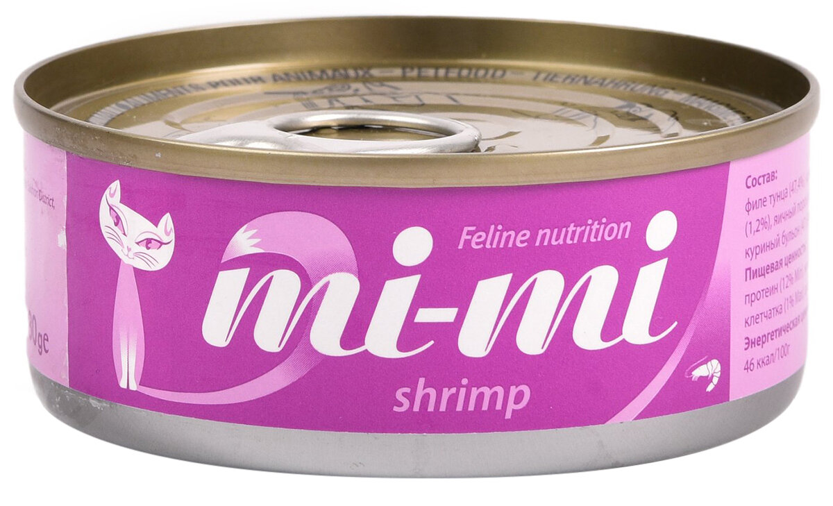 MI-MI для кошек и котят с тунцом и креветками в желе (80 гр х 24 шт)