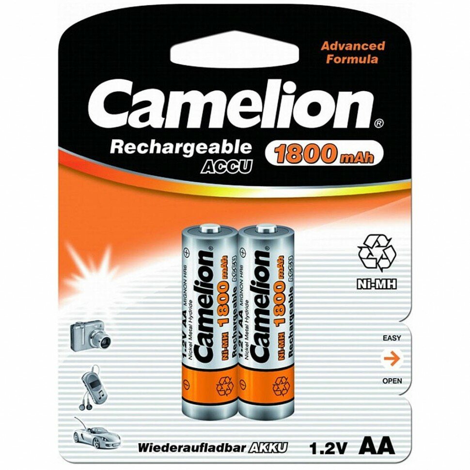 Батарейка AA-1800mAh аккумулятор Camelion Ni-Mh BL-2 1.2V 2шт