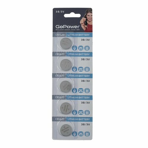 ABC Батарейка GoPower Lithium CR1620 00-00023146, 3.0В CR1620 (1шт./уп.) (ret) kodak cr1620 1bl 60 240 12000 ultra max lithium 1 шт в уп ке