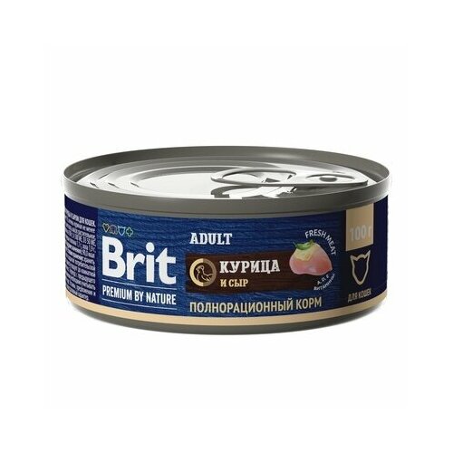 Brit Консервы Premium by Nature с курицей и сыром для взрослых кошек 5051236 0,1 кг 58353 (10 шт)