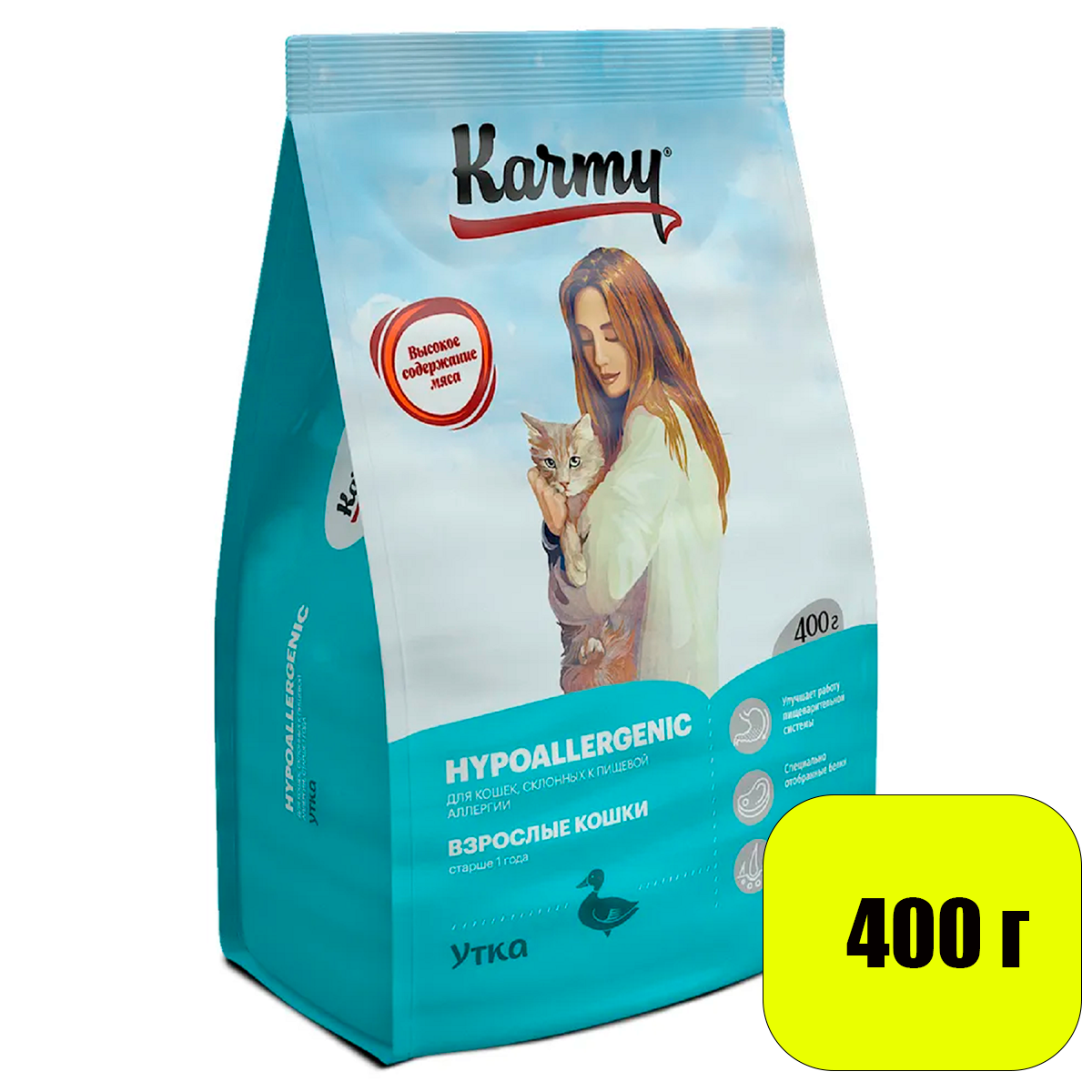 KARMY Hypoallergenic сухой корм для кошек, гипоаллергенный со вкусом Утки 400г