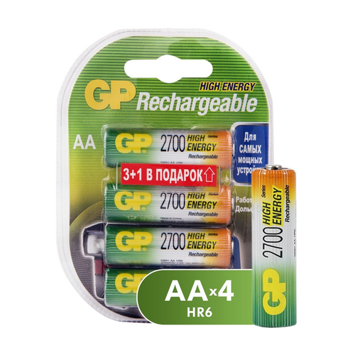 GP Аккумулятор GP 2700mAh AA/HR6 NiMh бл/4шт аккумулятор зарядное устройство gp powerbank 270aahcmhspba 2cr4 aa nimh 2700mah 4шт блистер