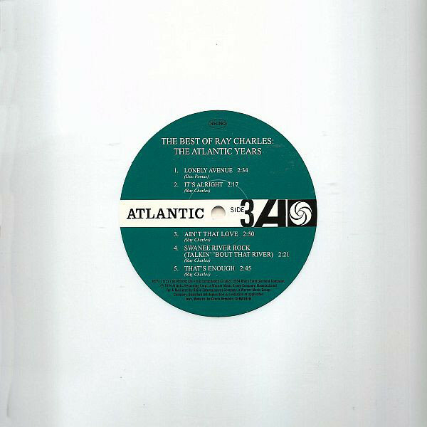 CHARLES, RAY THE BEST OF RAY CHARLES: THE ATLANTIC YEARS Rhino Black Limited White Vinyl 12" винил Warner Music - фото №5