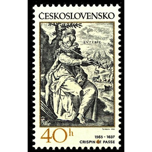 (1982-016) Марка Чехословакия Игра на флейте Старинные гравюры на музыкальные темы I Θ