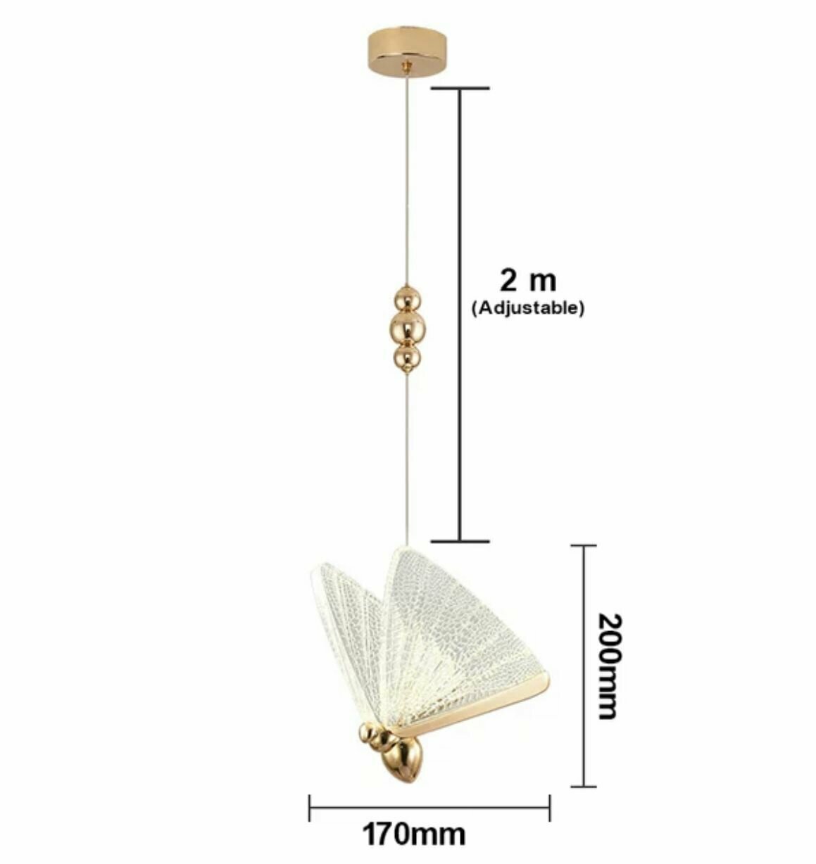фото Светодиодная подвесная лампа в виде бабочки (золото)