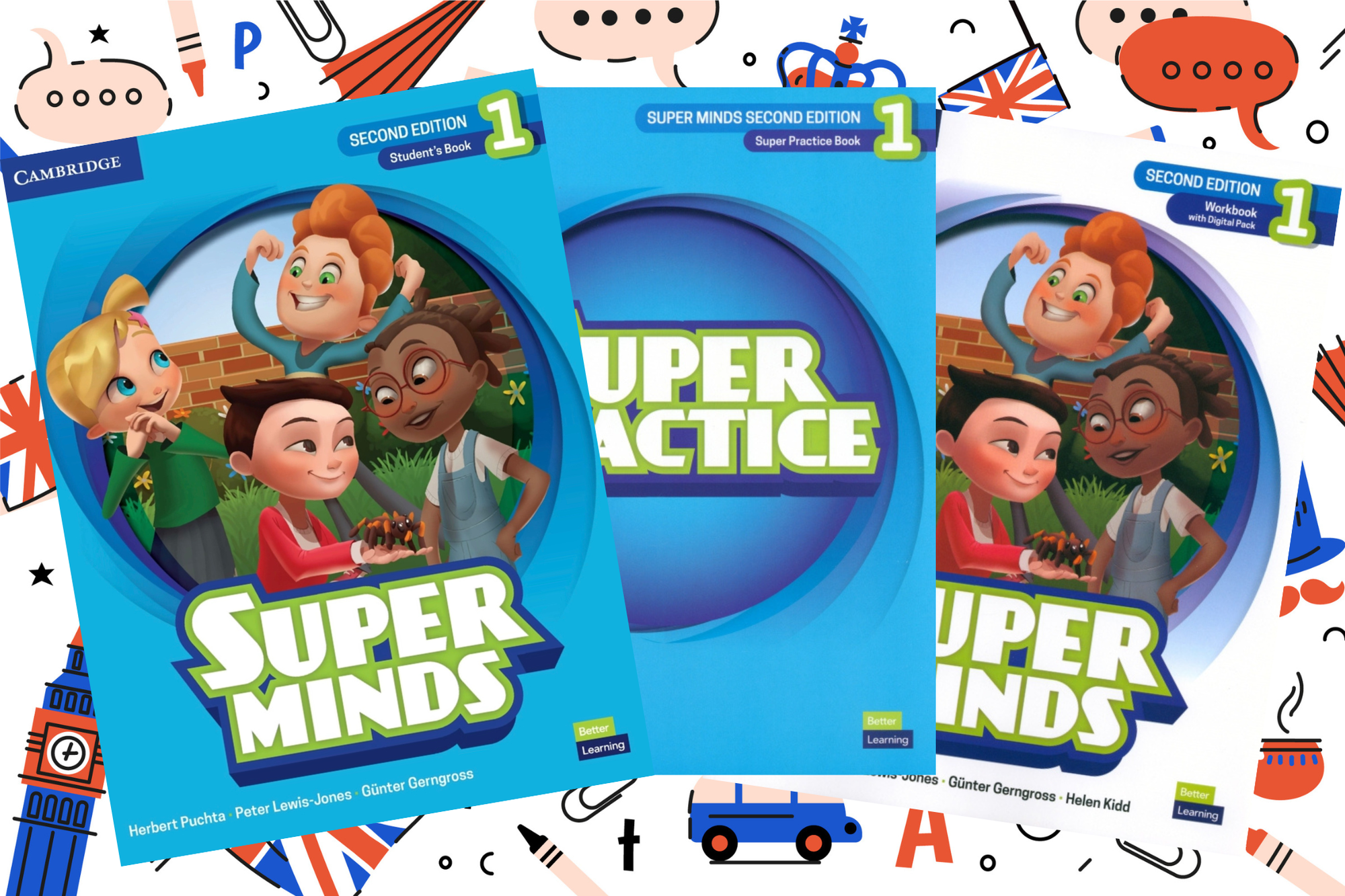 Super Minds 1 (Second Edition) Students Book + Workbook (без кода) + Super Practice 1 + DVD
