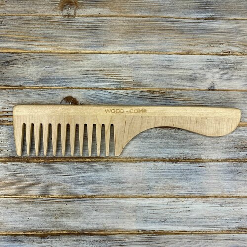 Расческа для стрижки и не только WOOD COMB с ручкой большая широкая (22*5 см), полотно 11*5см, 30 зубьев