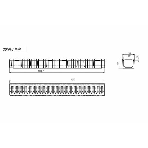 Пластиковый лоток Стилот SteePlain DN100 H100 со стальной решеткой P1010S