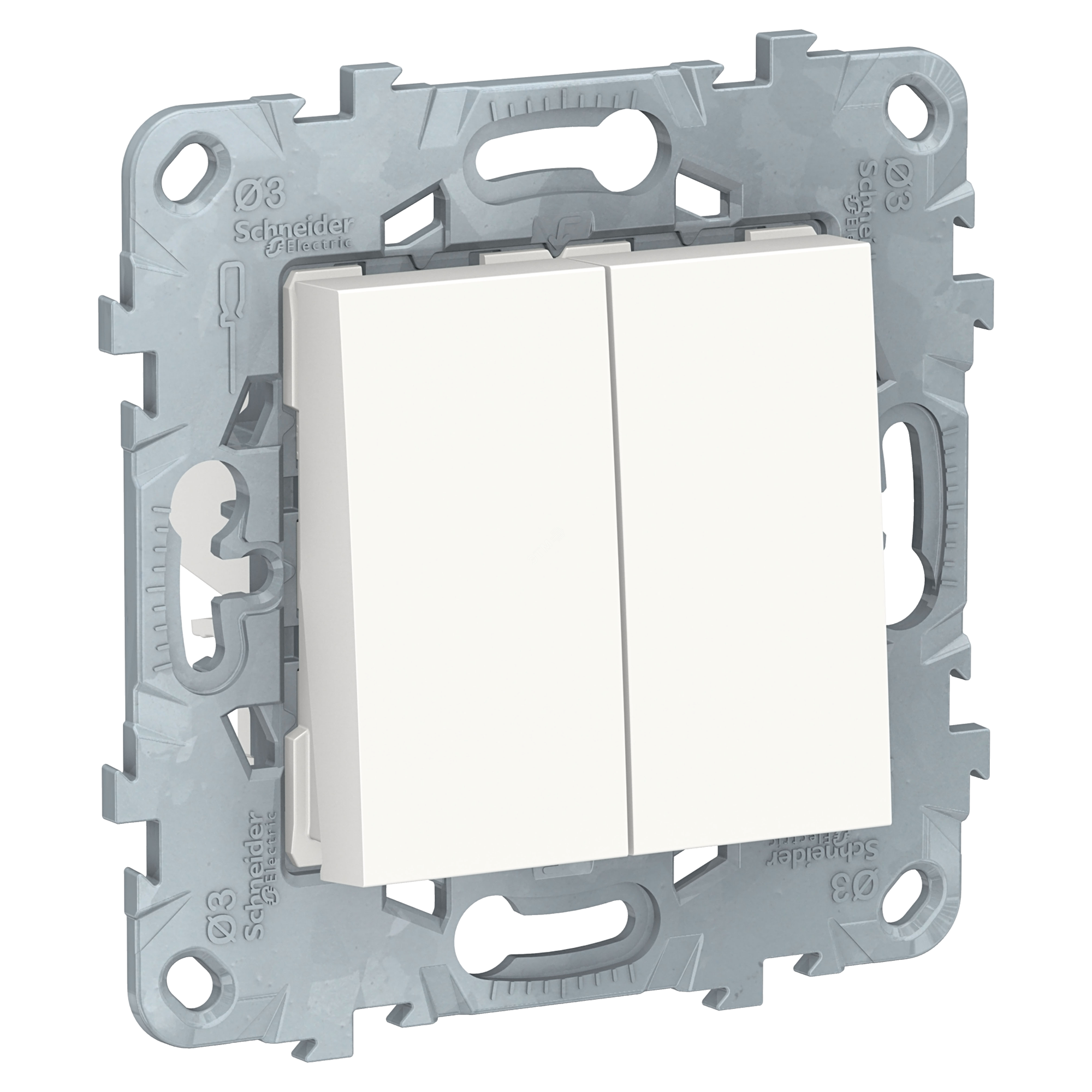 Переключатель Schneider Electric NEW NU521518 двухклавишный перекрестный скрытая установка белый