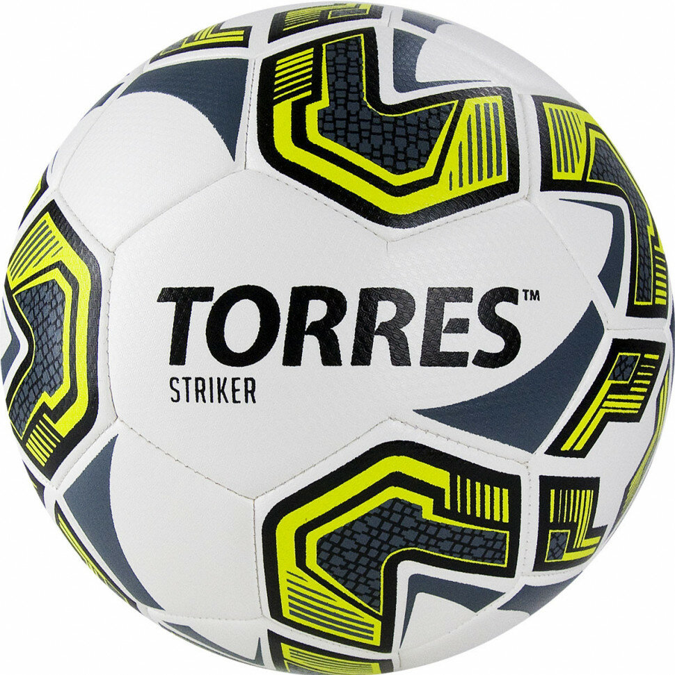 Мяч футбольный TORRES Striker, F321034, р.4, белый, серый, желтый