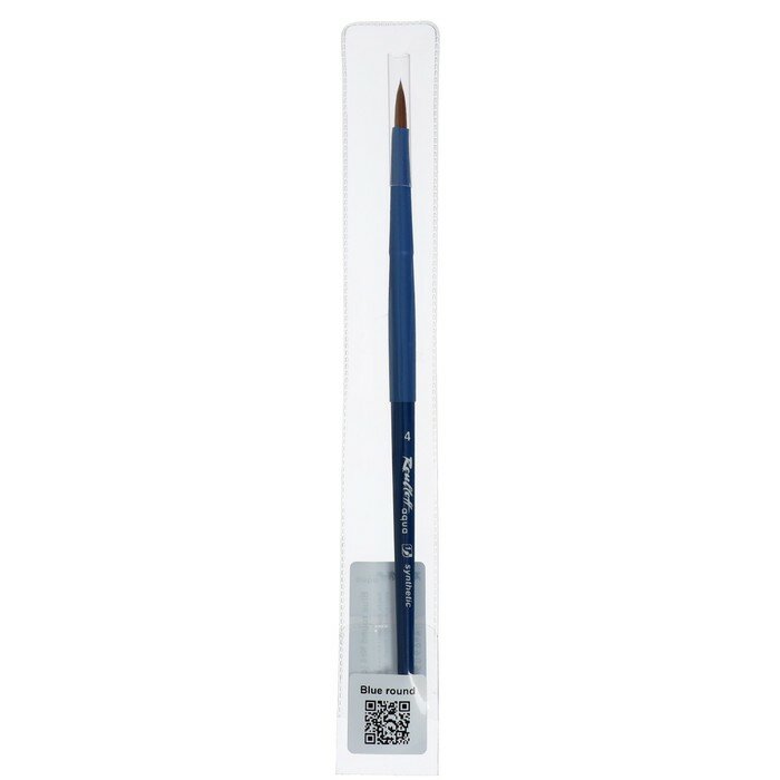 Кисть синтетика №4 круглая Roubloff "Aqua" ручка короткая синяя, покрытие обоймы soft-touch - фото №14