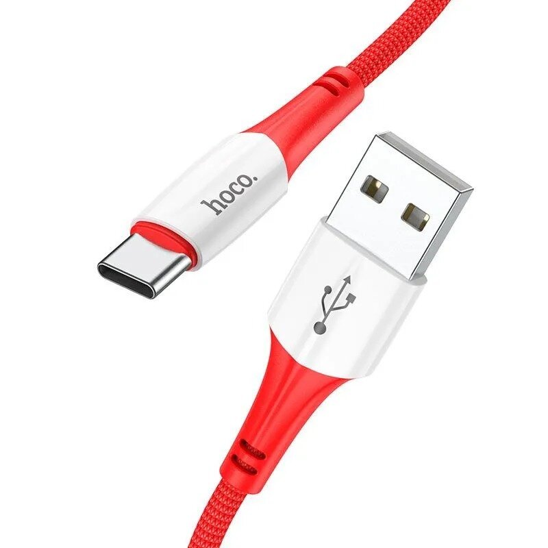 Кабель HOCO X70 Ferry USB на Type-C, 3A, 1 метр красный с белым, для быстрой зарядки гаджетов и передачи данных