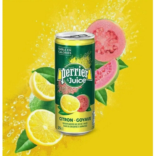 Напиток газированный Perrier (Перье) с соком лимон-гуава, 4 шт по 0,33 мл