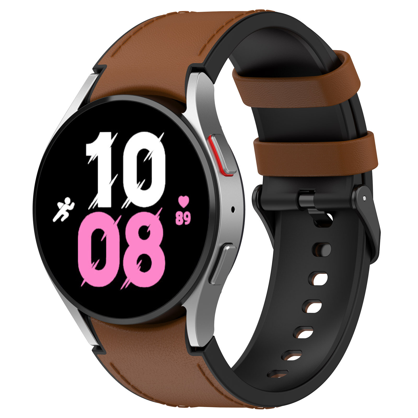 фото Двухцветный кожаный ремешок для Samsung Galaxy Watch, S, черно-синий, черная пряжка