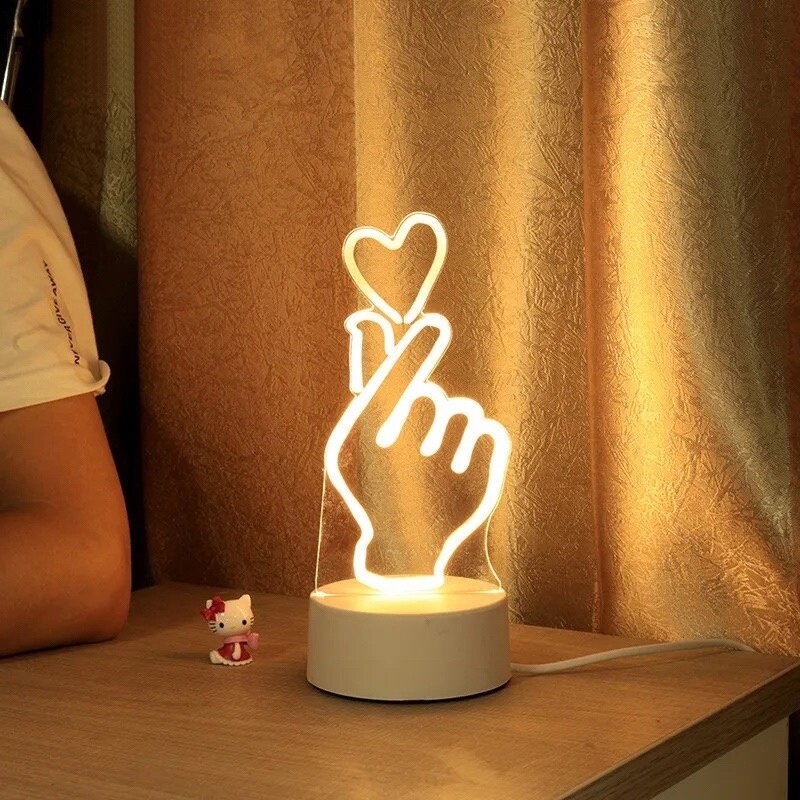Ночник 3D светодиодный на подставке USB рука с сердцем - фотография № 13