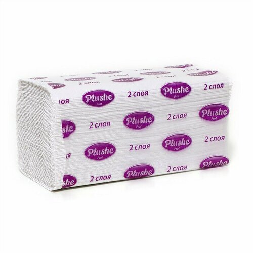Полотенца бумажные V-сложения Plushe, 15 г. м2, 2 слоя,150 листов бумажные полотенца ромашкин луг 2 слоя 150 листов