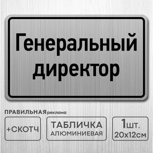 Табличка на дверь алюминиевая Генеральный директор 20х12 см. +скотч