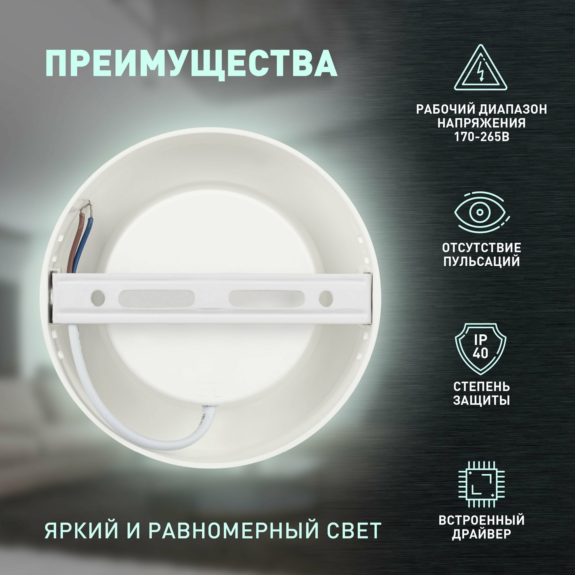 Обзор: Светильник светодиодный ЭРА LED 19-12-4K накладной круглый 12Вт 4000К