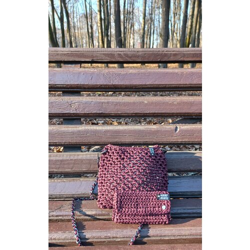 фото Сумка кросс-боди vov, фактура вязаная, коричневый