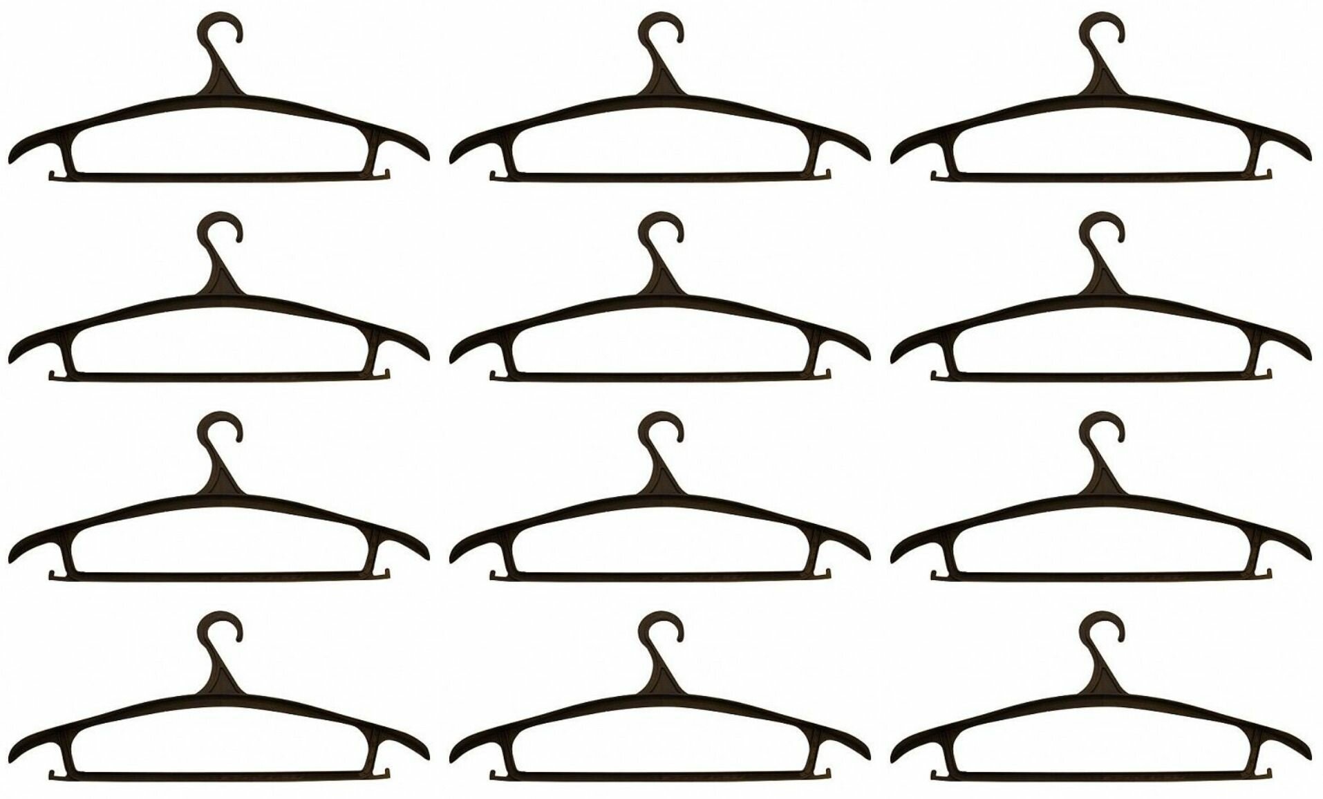 фото Мультипласт Вешалка пластиковая для верхней одежды, размер 48-50, черная, 12 шт