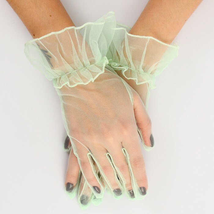 Карнавальный аксессуар - перчатки прозрачные с юбочкой цвет зеленый "Страна Карнавалия"