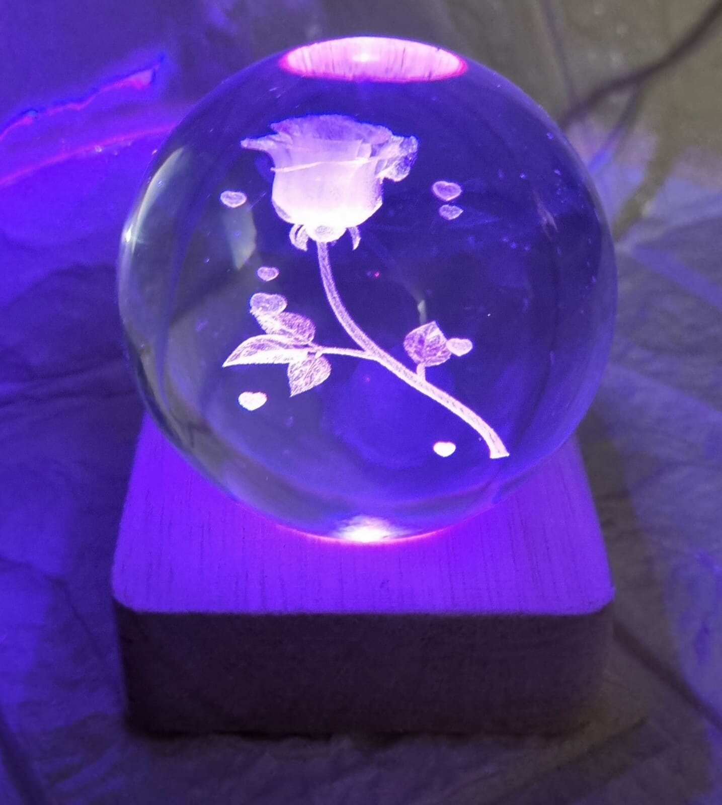 Хрустальный шар 3д ночник, с гравировкой светодиодный, от USB кабеля - фотография № 2